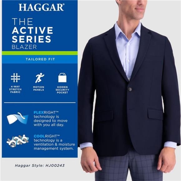 Men's The Active Series Classic Fit Gabardine Blazer (Regular Big Tall Sizes) - Picture 5 of 7